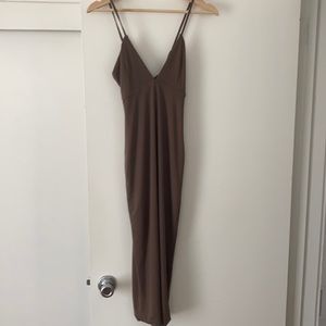 Brown/taupe midi dress, S